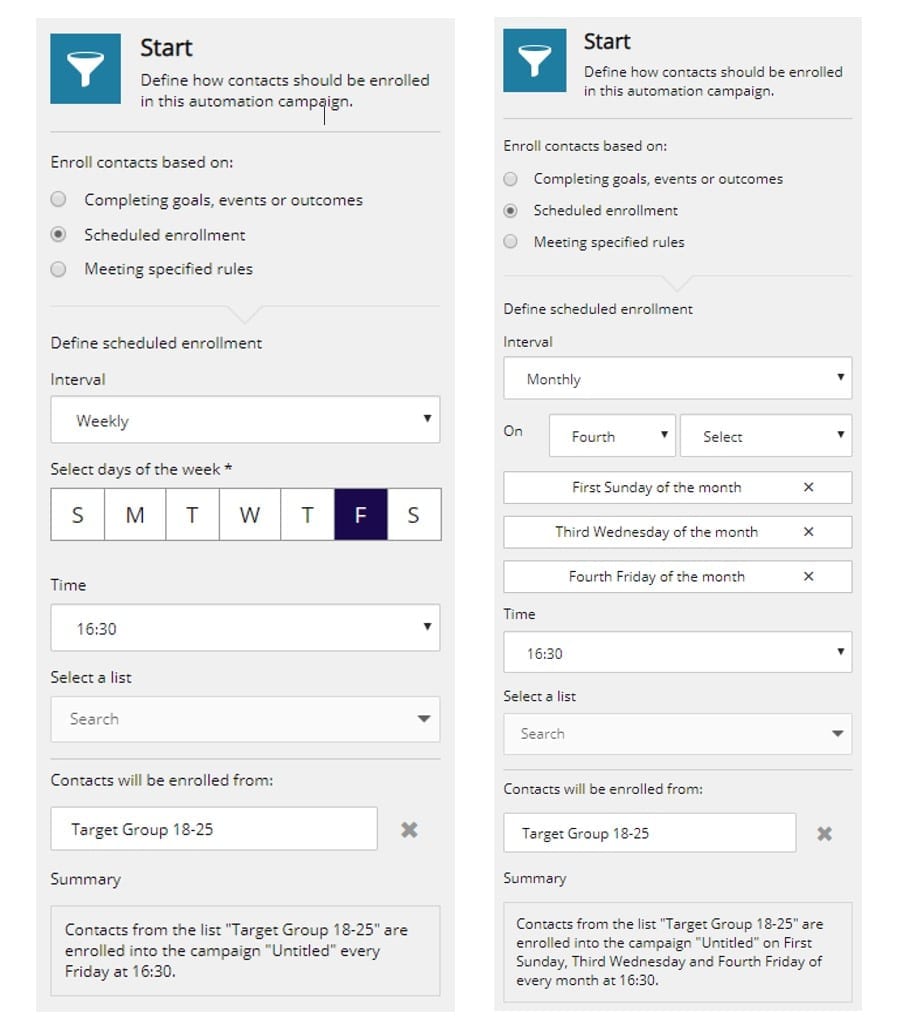 Enroll visitors into Marketing Automation plan with time driven criteria's
