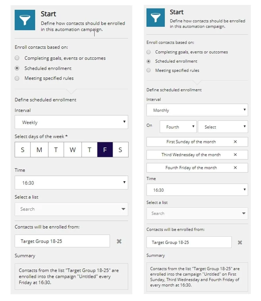 Enroll visitors into Marketing Automation plan with time driven criteria's