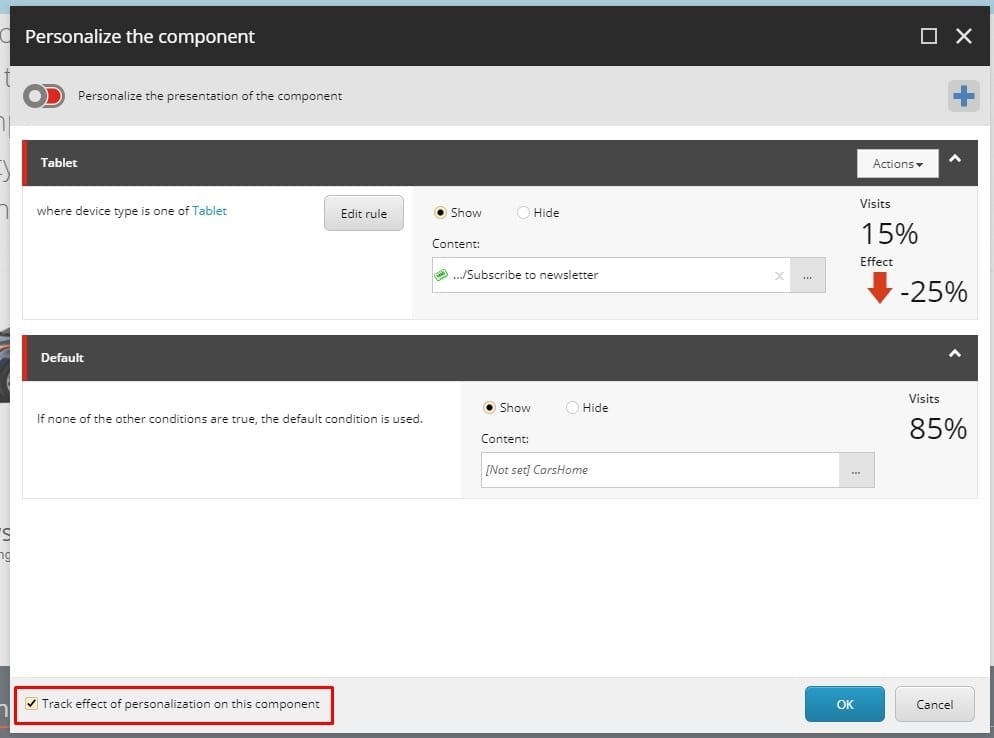 You can now measure effectiveness of personalization with starting an explicit personalization test