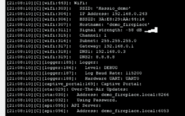 The ESP will be ready after it states that it’s ready for Over-The-Air Updates and that the API server is ready.