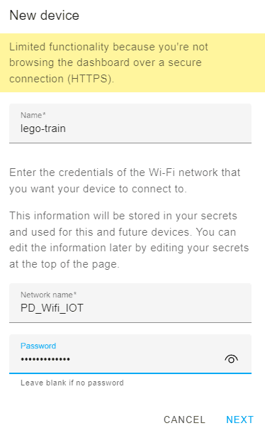 Select the type of ESP that you're using. The version of the board is printed on the WiFi chip on the ESP. Click next.