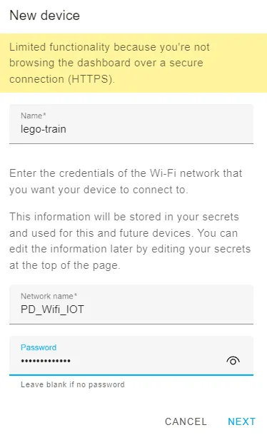 Select the type of ESP that you're using. The version of the board is printed on the WiFi chip on the ESP. Click next.