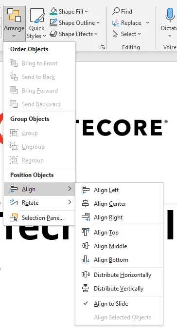 PowerPoint has a great feature called Align to help you address this. You can find the Align options under the Arrange…