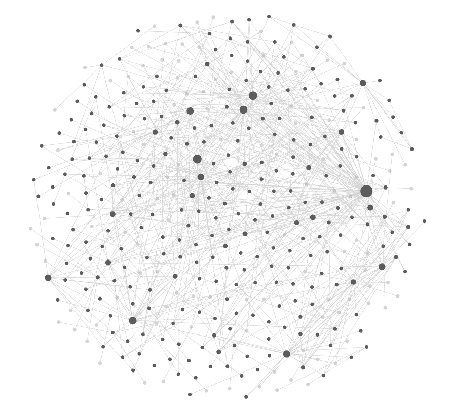 The vault's knowledge graph in Obsidian: 245 notes, 763 connections. Larger nodes are MOCs — the hubs everything connects back to.